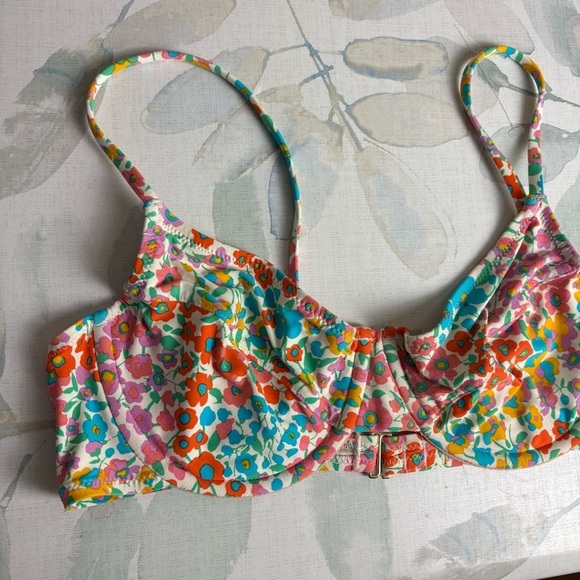 J.crew Womens 1993 Floral Underwire Bikini Top in Rainbow size 32C - Picture 3 of 8